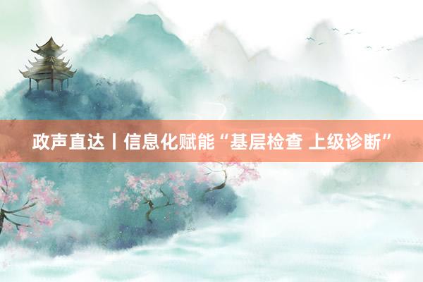 政声直达丨信息化赋能“基层检查 上级诊断”